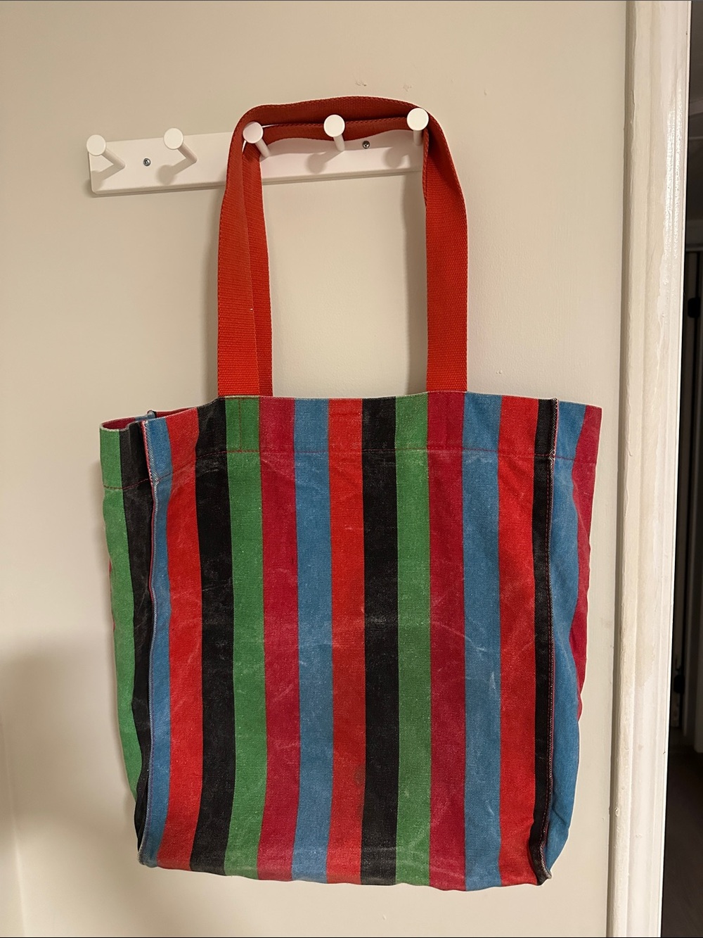 Vintage Urban Outfitters Red Striped Canvas Tote (please review pictures)